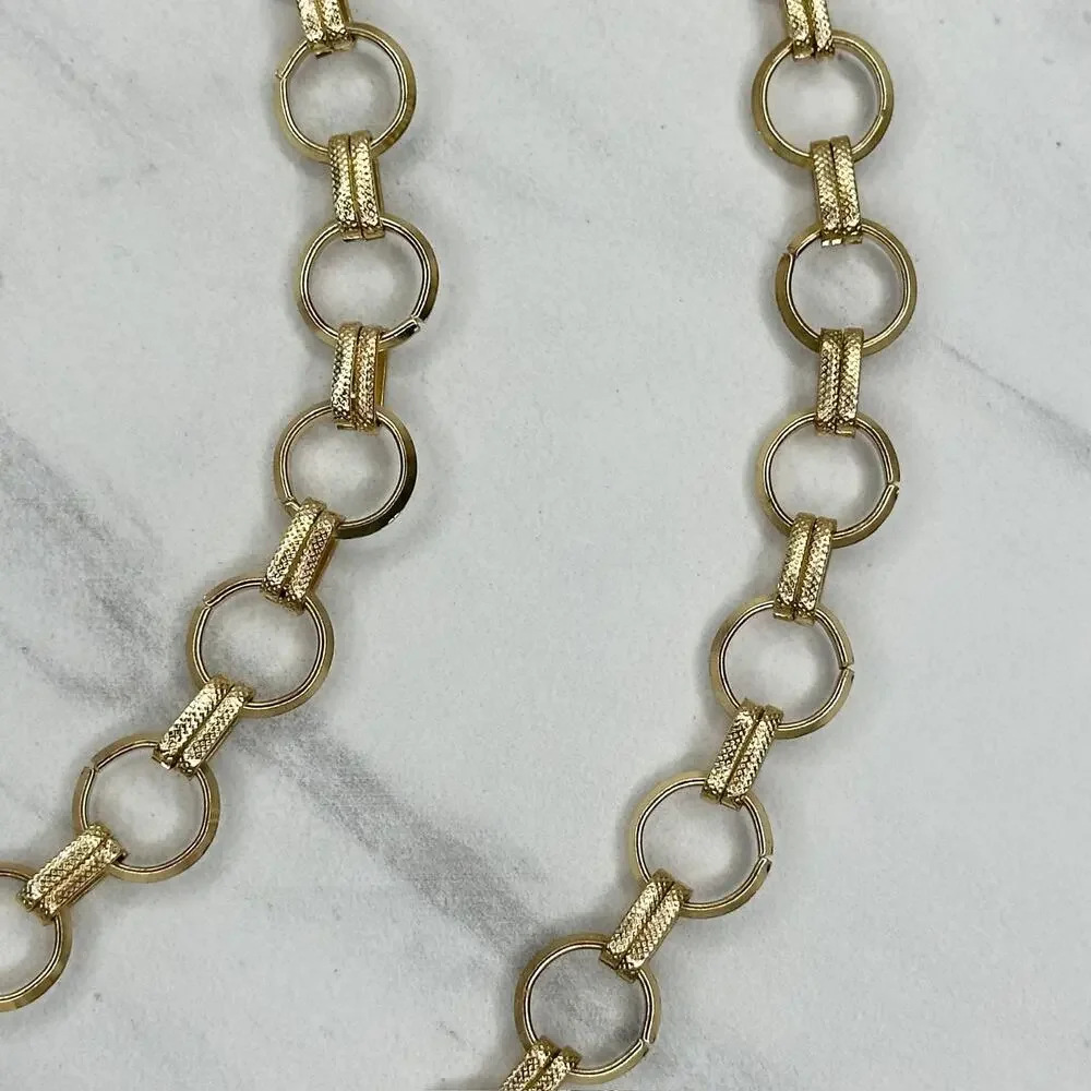 Gold Tone Open Hoop Metal Chain Link Belt Decorative O Ring One Size ✨